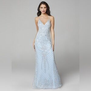 Primavera Couture 3428 Beaded prom dress Evening Gown Powder Blue sz 6